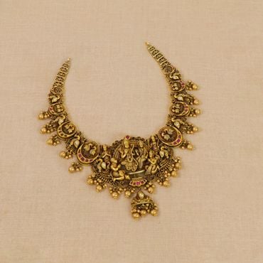 451VG3002 | 22Kt Gorgeous Ram Parivar Antique Gold Necklace 451VG3002