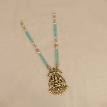 133VG90 | 22Kt Antique Gold Lakshmi Pendant Necklace 133VG90