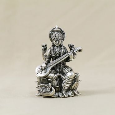 351VB6229 | 92.5 Antique Silver Maa Saraswati Idol 351VB6229