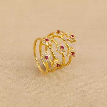 96VK4963 | 22Kt Gold Charming Floral Spiral Ring 96VK4963