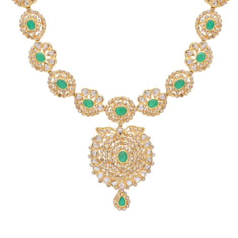 117VG342 | Grand Emerald Antique Polki Necklace