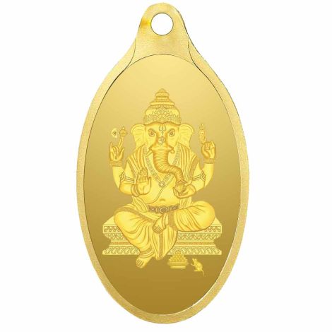 VJGOP004 | Vaibhav Jewellers 4.20 Gm Oval Ganesh 24K (999) Yellow Gold Pendant