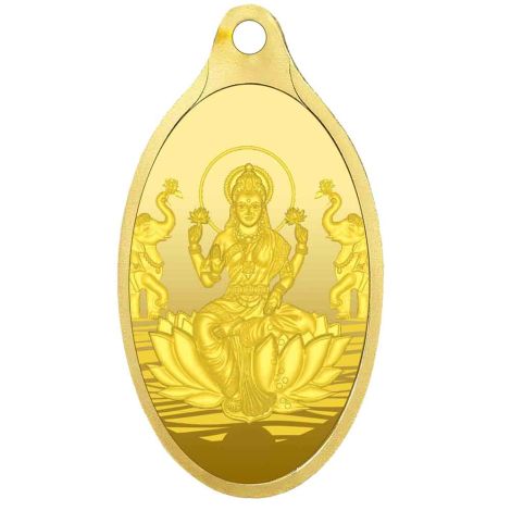 VJLOP004 | Vaibhav Jewellers 4.20 Gm Oval Lakshmi 24K (999) Yellow Gold Pendant