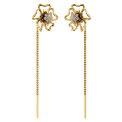 485DA409 | Vaibhav Jewellers 14K Gold Floral Suidhaga Earrings 485DA409
