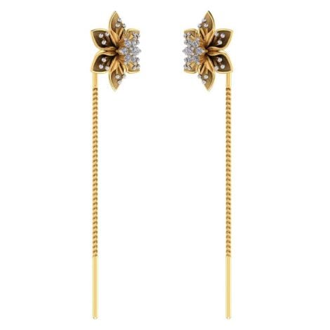 485DA418 | Vaibhav Jewellers 14K Gold Floral Suidhaga Earrings 485DA418