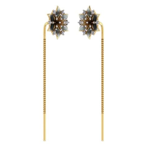 485DA419 | Vaibhav Jewellers 14K Gold Floral Suidhaga Earrings 485DA419