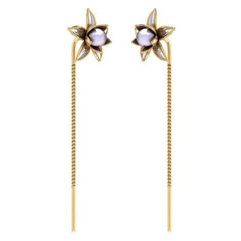 485DA425 | Vaibhav Jewellers 14K Gold Floral Suidhaga Earrings 485DA425