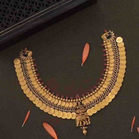 556VA138 | Vaibhav Jewellers 22k Temple Lakshmi Gold Necklace 556VA138