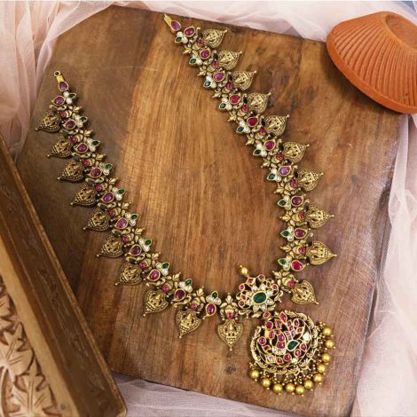 557VA187 | Vaibhav Jewellers 22k Gold Temple Haram 557VA187