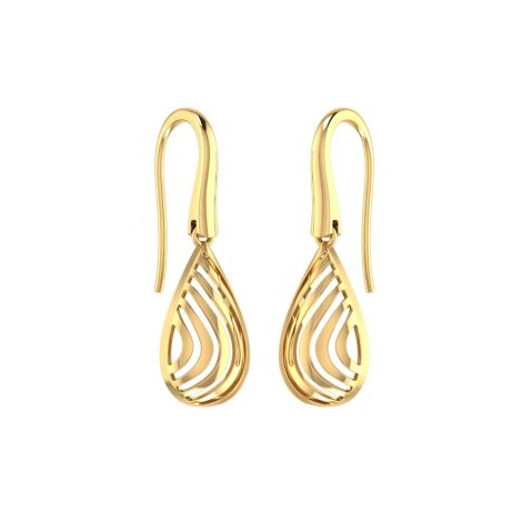 155DH3078 | Glamorous Ripple 18k Gold Drooping Earrings 155DH3078