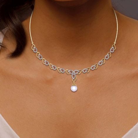 471DG27 | 14K Diamond Miss Mishmash Studded Necklace with Pendant 471DG27