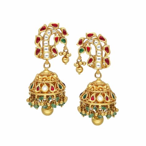 135VG3449 | Vaibhav Jewellers 22K Antique Gold Earrings 135VG3449