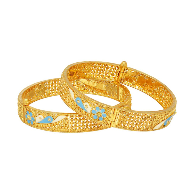 Buy Vaibhav Jewellers 22K Plain Gold Kolkata Fancy 2 Set Broad Screw ...