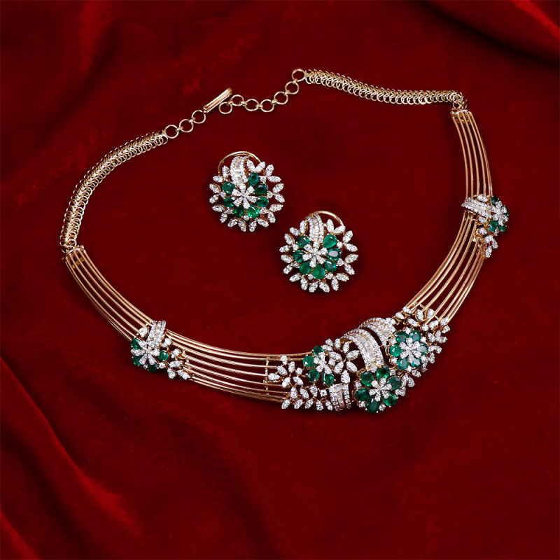 Buy 18k Diamond Fancy Kante Necklace Set 159VG5673 Online from Vaibhav ...