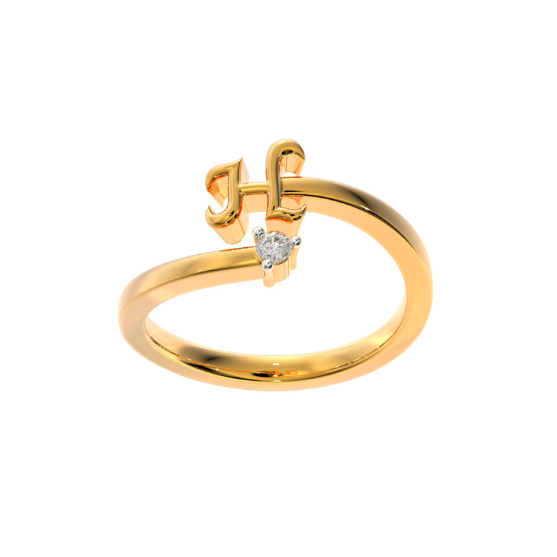 Meus - 14K Gold Engraved Initial Letter Signet Ring – Dual Jewellery
