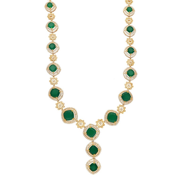 Buy 22Kt Gold Signity Emerald Haram 560VG846 Online from Vaibhav Jewellers