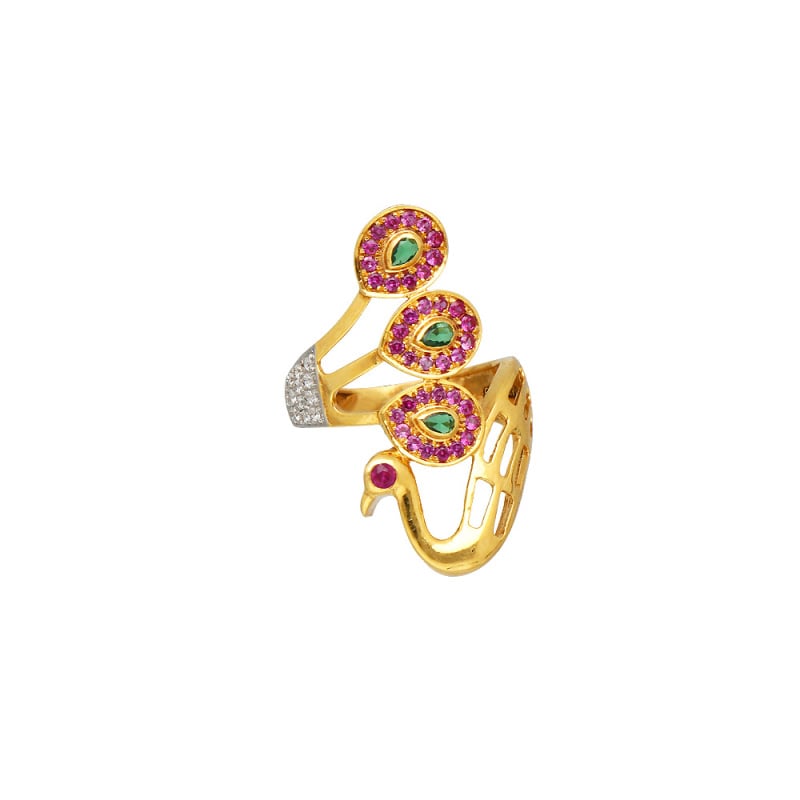 Buy Antique Peacock Ring With Matte Gold Plating 207880 | Kanhai Jewels