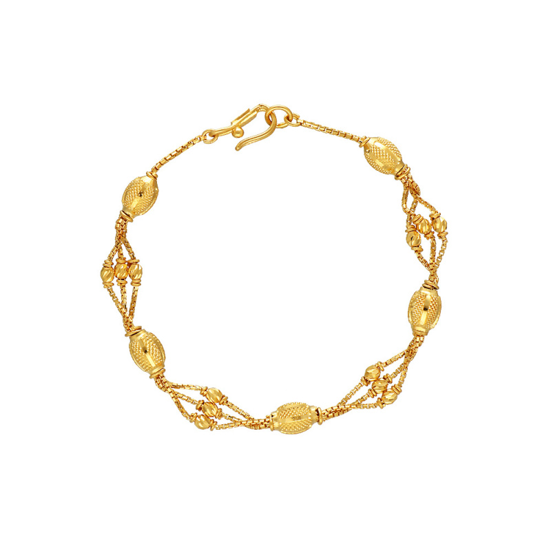 Gold Plated Hearts Box Chain Ladies Bracelet Buy Online|Kollam Supreme