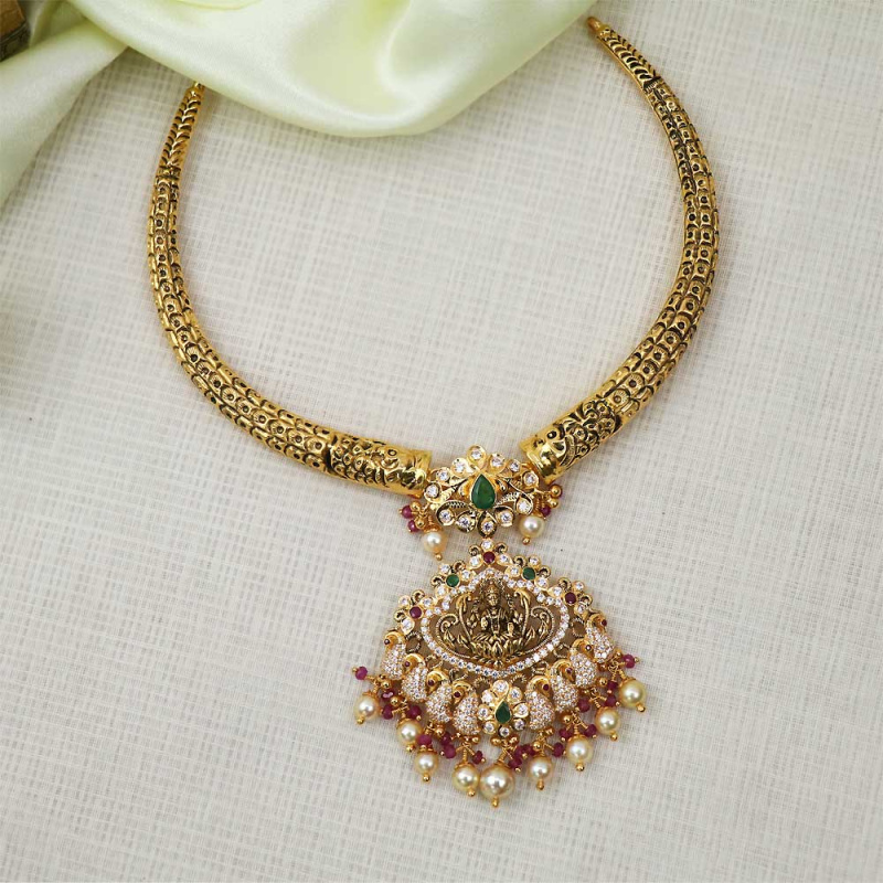 Buy 22Kt Gold Precious Lakshmi Kante Necklace 110VG6727 Online from ...