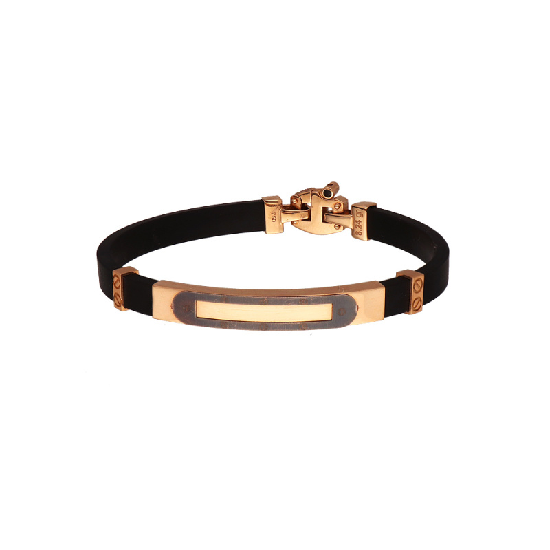 Wide Bracelet in leather and steel - Locus Jewellery Paros