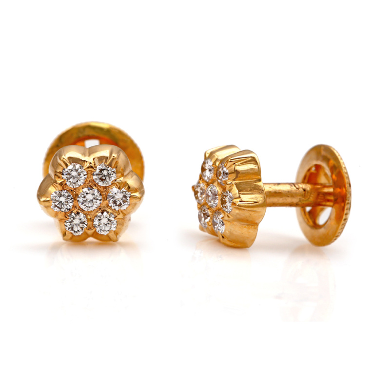 Delicate Open Diamond Setting Earring with Designer Gold Finish - Reeya  LifeStyle