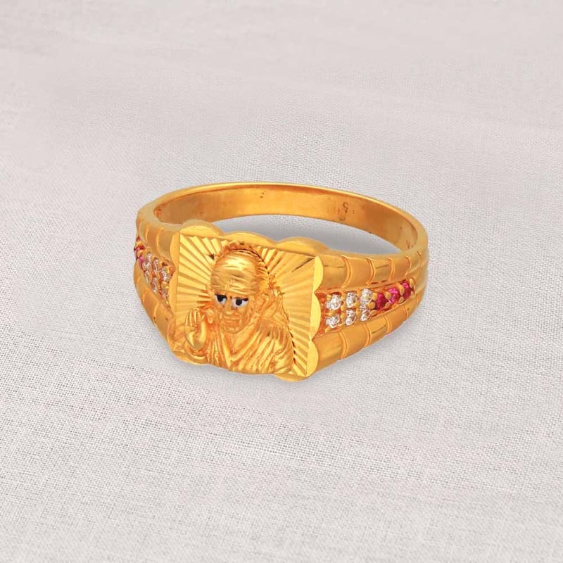 Buy 22Kt Antique Gold Sai Baba Ring 610VA94 Online from Vaibhav Jewellers