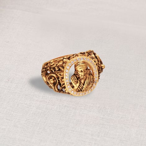 Buy 22Kt Antique Gold Sai Baba Ring 610VA94 Online from Vaibhav