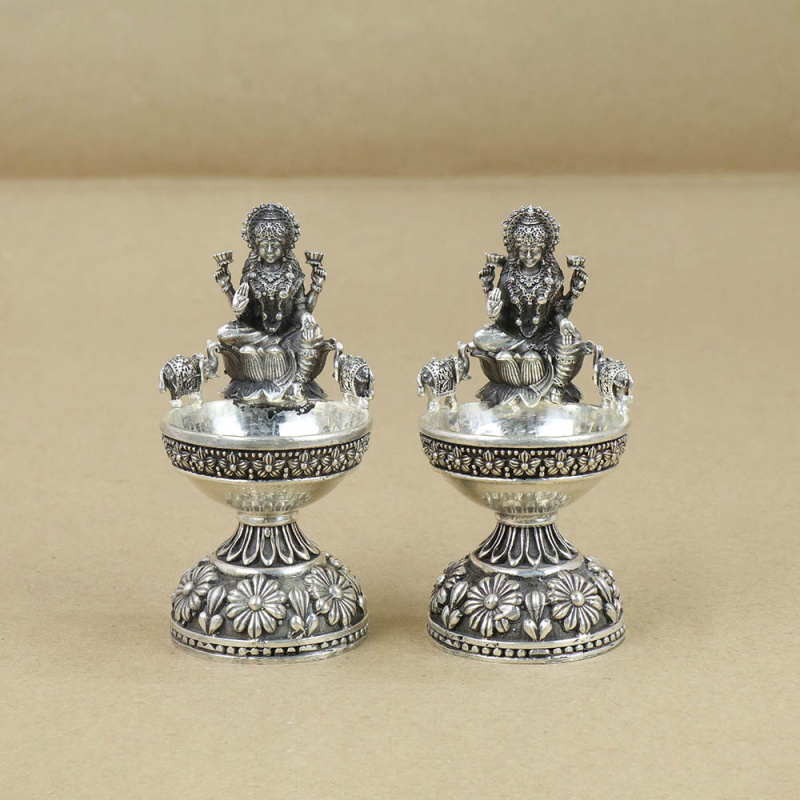 Buy Antique Silver Kamakshi Devi Deepam Kundulu 368VA8540 Online from ...