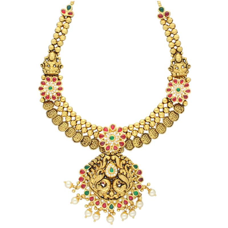 Buy Antique Gold Gullaperu Kasula Necklace Online from Vaibhav Jewellers