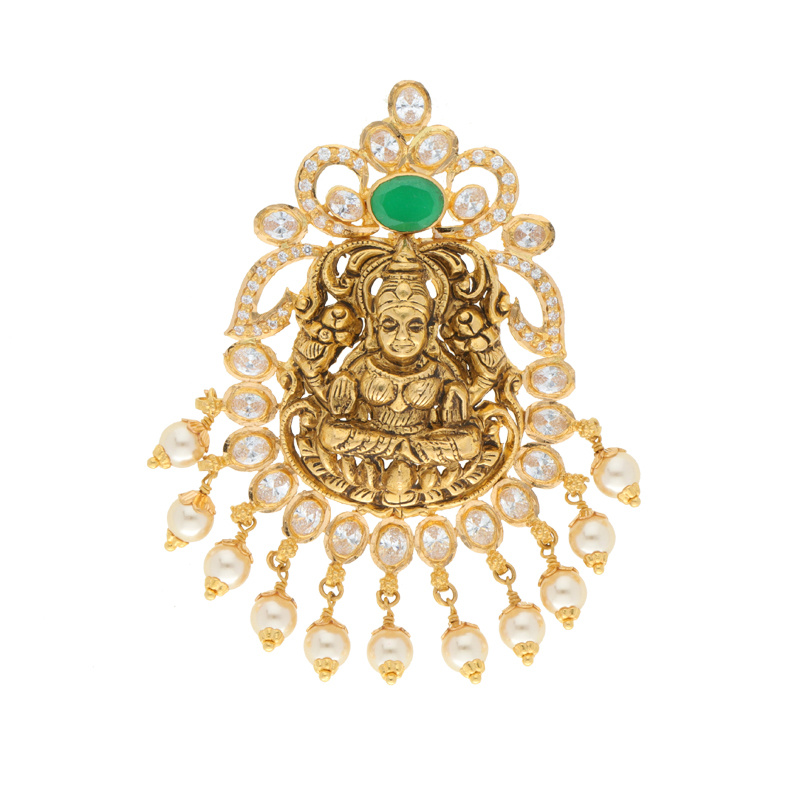 Buy Semi Precious Lakshmi Devi Pendant Online from Vaibhav Jewellers