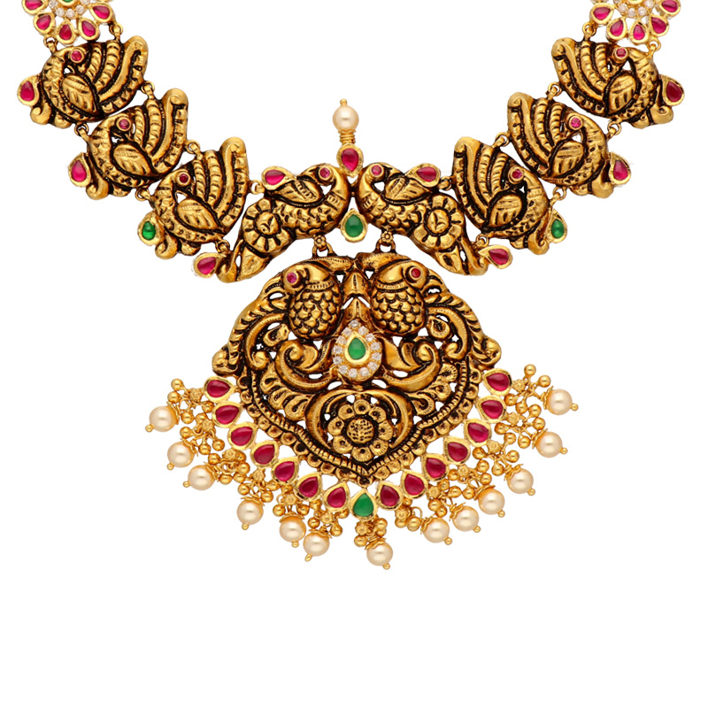 Buy 22K Antique Gold Necklace 123VG5337 Online from Vaibhav Jewellers