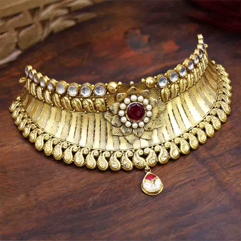 Buy Vaibhav Jewellers 22K Antique Gold Choker 123VG6439 Online from ...