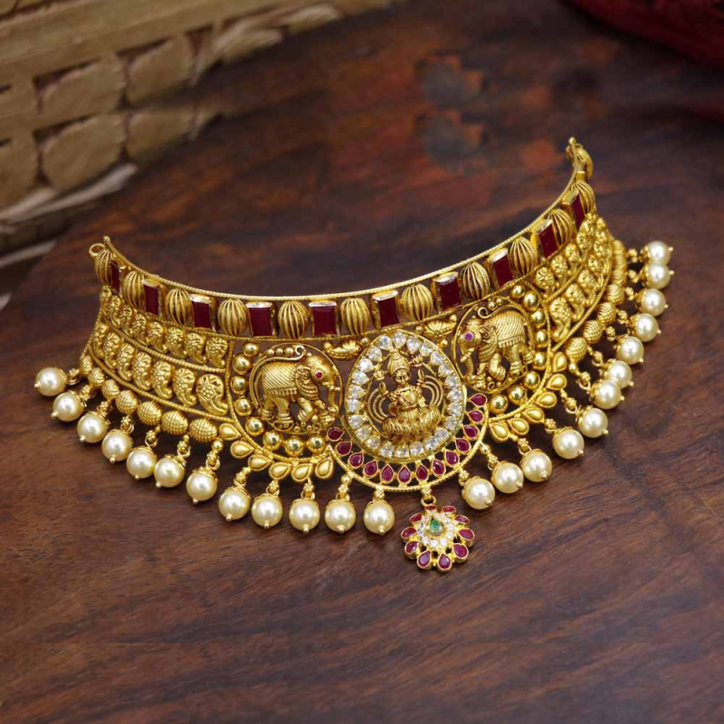 Vaibhav Jewellers 22K Antique Gheru Choker 123VG6421 Online from ...