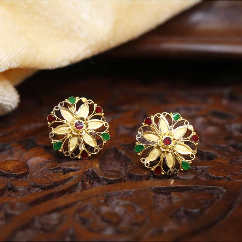 14 K Rhodium-Plated Yellow Gold Earrings with Diamonds 0,03 ct - fineness  14 K - Ref No 214.168 / Apart