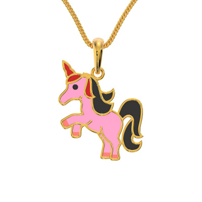 22Kt Gold Casting Unicorn design Fancy Kids Chain Pendant 102H7510