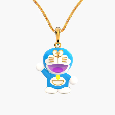 22Kt Gold Fancy Doraemon Design Baby Chain Pendant 102H7515