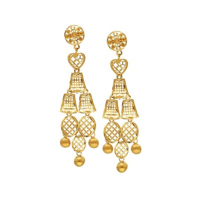 22Kt Gold Plain Dubai Designer Earrings 105MP6278