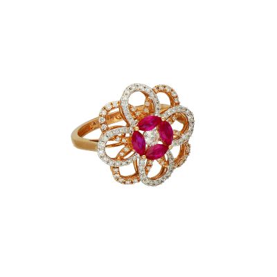 Vaibhav Jewellers 18K Diamond Fancy Floral Ring 148VG8148