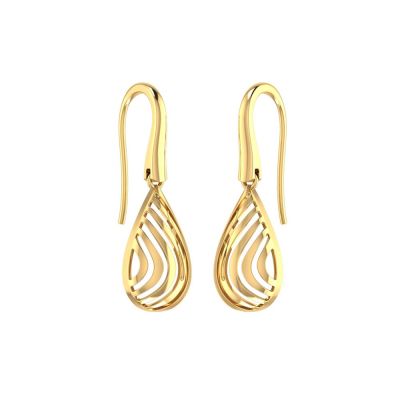 Glamorous Ripple 18k Gold Drooping Earrings 155DH3078