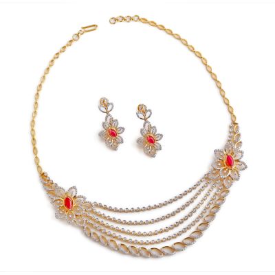 Tara Floral Diamond Necklace Set