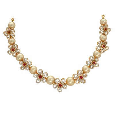 Pearl And Flower Diamond Necklace