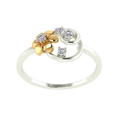 Vaibhav Jewellers 14K Gold Silver Diamond Ring 483VA301