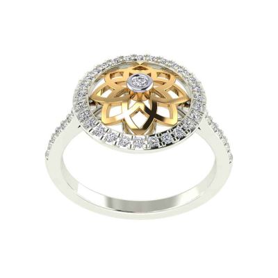 Vaibhav Jewellers 14K Gold Silver Diamond Ring 483VA302