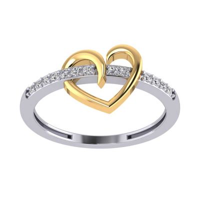 Vaibhav Jewellers 14K Gold Silver Diamond Ring 483VA303