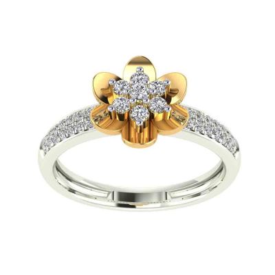 Vaibhav Jewellers 14K Gold Silver Diamond Ring 483VA305