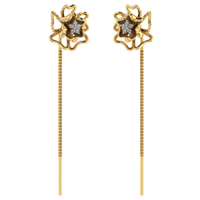 Vaibhav Jewellers 14K Gold Floral Suidhaga Earrings 485DA412