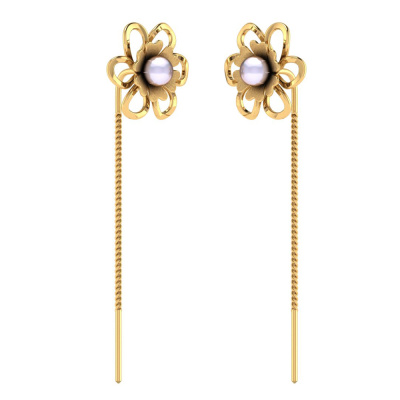Vaibhav Jewellers 14K Gold Floral Suidhaga Earrings 485DA414