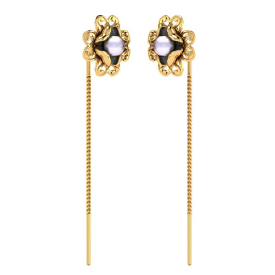 Vaibhav Jewellers 14K Gold Floral Suidhaga Earrings 485DA415