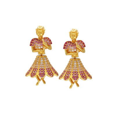 22Kt Gold Signity Women Statue Earrings 82VI1455
