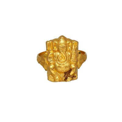 22K Plain Gold Lord Ganesha Ring 93VB9670